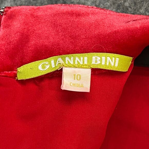 Gianni Bini Dress Womens 10 Red Velour Mock Neck Velvety Modern Holiday Festive - Picture 14 of 16